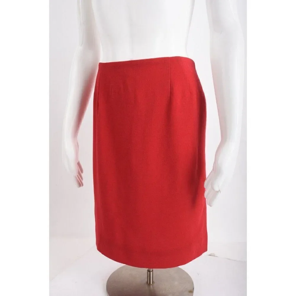 Jennifer Jane Womens Red Skirt Suit Set Blazer Jacket US 8